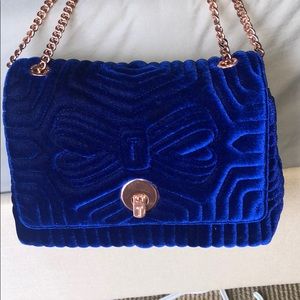 Ted Baker rachila velvet quilt cross body bag blue